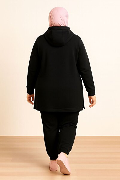 MAY MARA Plus Size 3-Ply 2-Piece Hooded Sharpened Long Side Slit Tracksuit Set