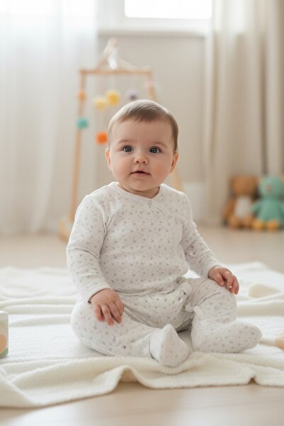 Babydola Baby Footed Snap Fastener 100% Cotton Combed Cotton Jumpsuit