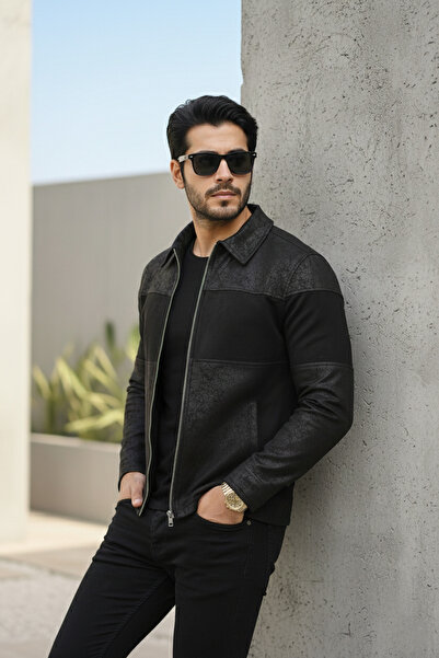 gm giyimarket Semišová pánská kožená bunda