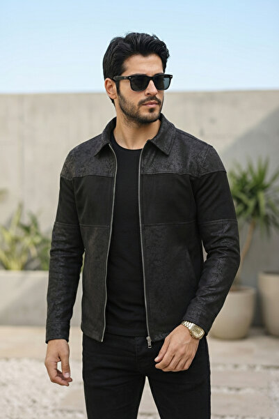 gm giyimarket Semišová pánská kožená bunda