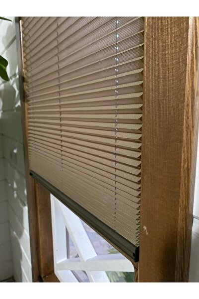 MT Pilise Perde (AÇIK KAHVE) Kolay yapışkanlı Montaj Cam Balkon Perdesi-ev Perdesi-ofis Perdesi