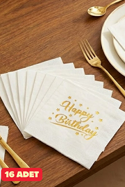Baloncu Nene Gold Happy Birthday Desenli Peçete Doğum Günü Happy Birthday Des...