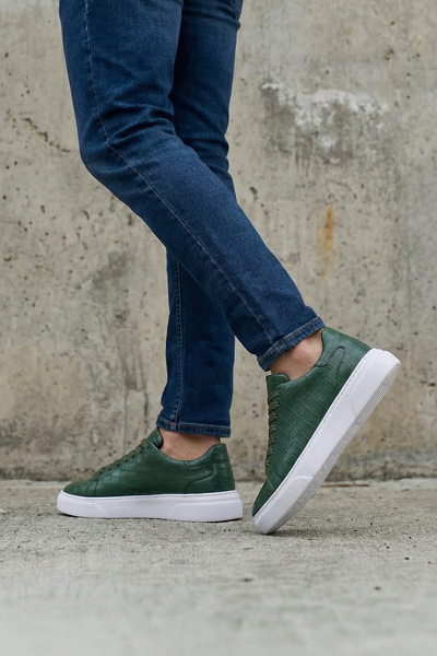 sauron Pantofi de zi cu zi pentru bărbați, verde alb, cu talpă ortopedică A318