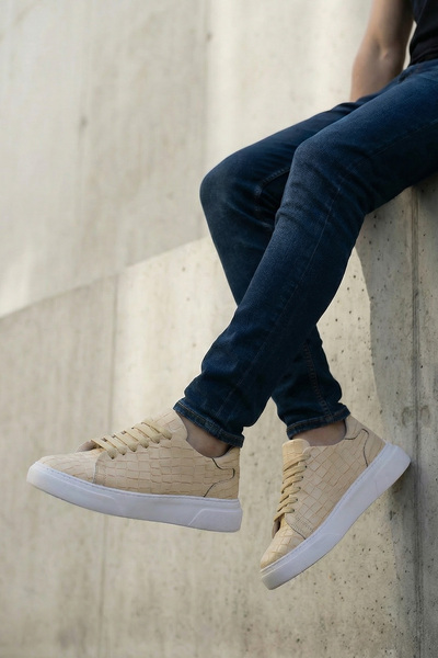 sauron Pantofi de zi cu zi pentru bărbați, alb, bej, cu talpă ortopedică A318