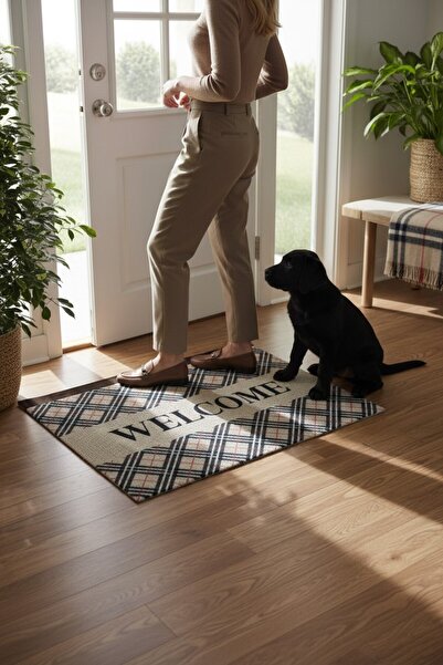 rafiel سجادة باب أمامية مزخرفة مخططة
