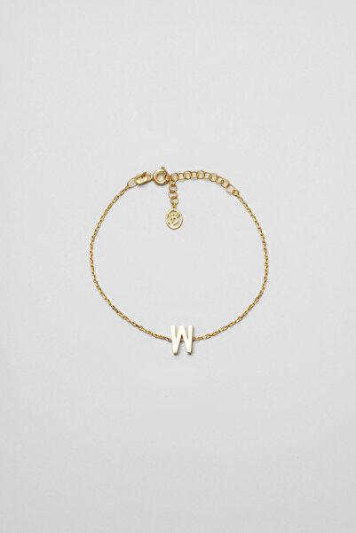 So CHIC... My Story W Harfi 18 Ayar Sarı Altın Kaplama 18 Cm Gümüş Bileklik