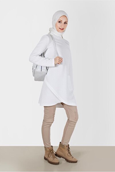 Alvina ASYMMETRIC CUT SELF PATTERNED ZIPPER DETAIL TUNIC 42352