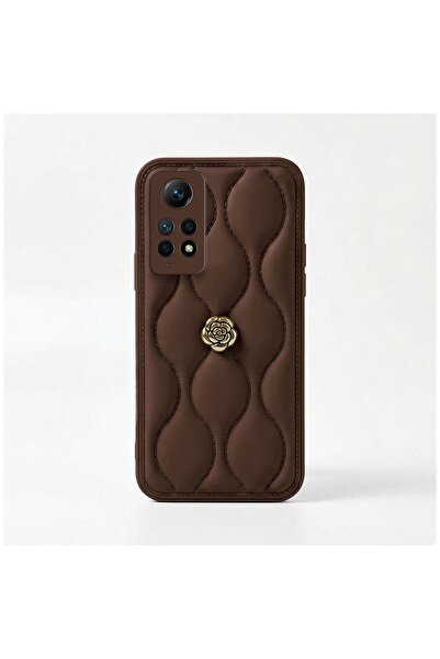 Zebana Xiaomi Redmi Note 12 Pro Uyumlu Kılıf Zebana Camellia Deri Kılıf Kahve...