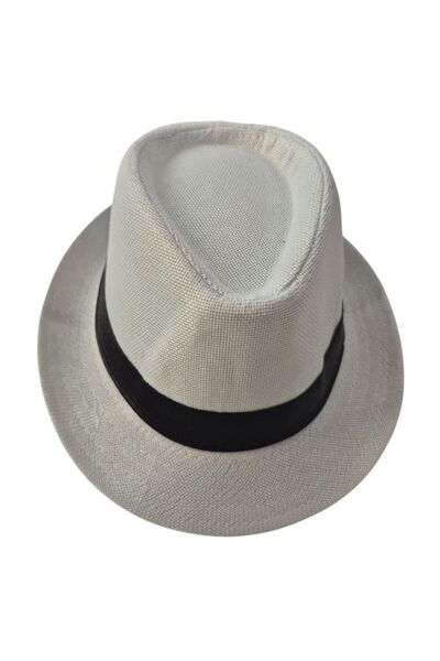 partidolu Beyaz Renk Kumaş Fötr Gösteri Şapkası Michael Jackson Yetişkin 58 Numara gösteri