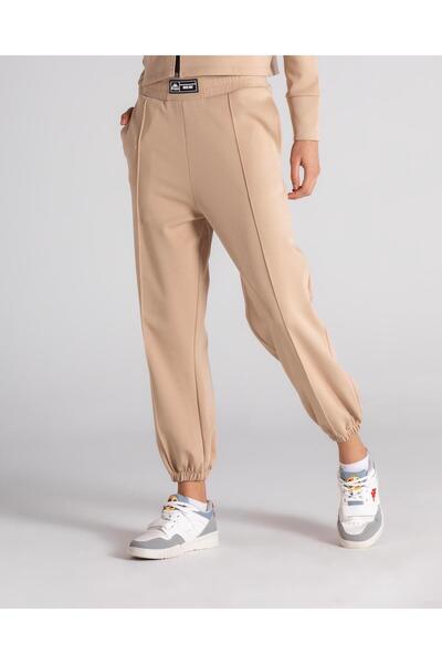 Kappa Authentic Handera Women's Beige Comfort Fit Performance Sweatpants