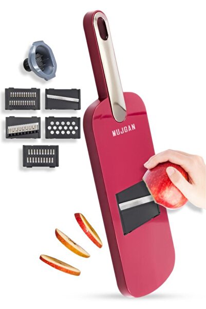 MUJGAN 5 Başlıklı Meyve Sebze Dilimleyici Mutfak için Çok İşlevli Rende KIRMIZI