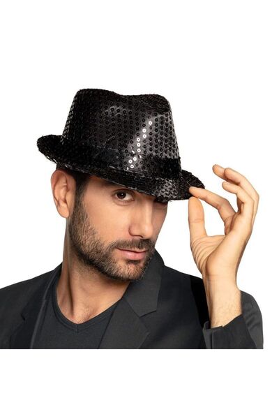 Pandoli Partidolu Siyah Renk Pullu Michael Jackson Şapkası Yetişkin 1 Adet gösteri retro