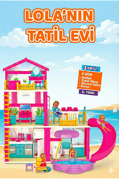 E-LİFE HOME Lola'nın Tatil Ev Seti Lola'nın Tatil Evi Eğitici Oyuncaklar Evcilik Oyuncaklar Kız Çocuk Oyuncaklar