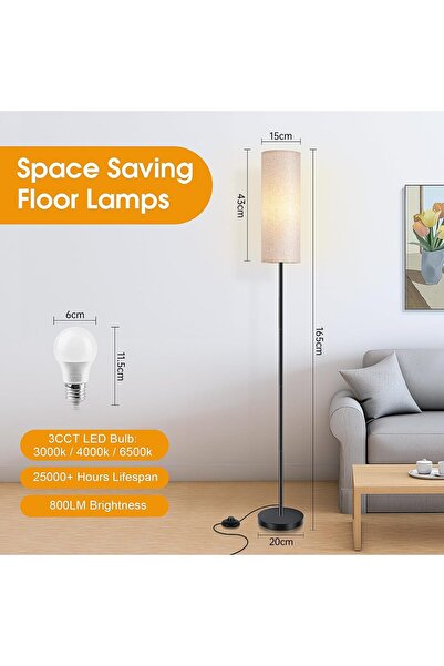 fulina Floor Lamp for Living Room, 165CM 3 Color Temperature Standing Floor Lamps with Foot Switch, Tall Mo