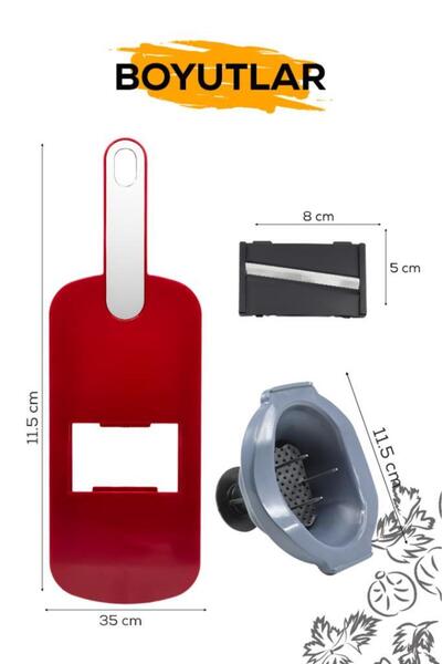MUJGAN 5 Başlıklı Meyve Sebze Dilimleyici Mutfak için Çok İşlevli Rende KIRMIZI