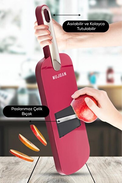 MUJGAN 5 Başlıklı Meyve Sebze Dilimleyici Mutfak için Çok İşlevli Rende KIRMIZI