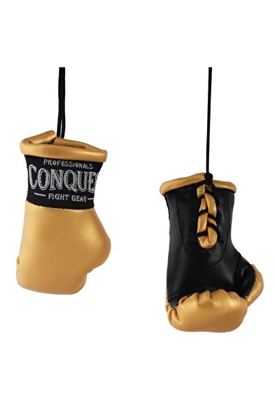 Conquer Boxing Glove Keychain Gold