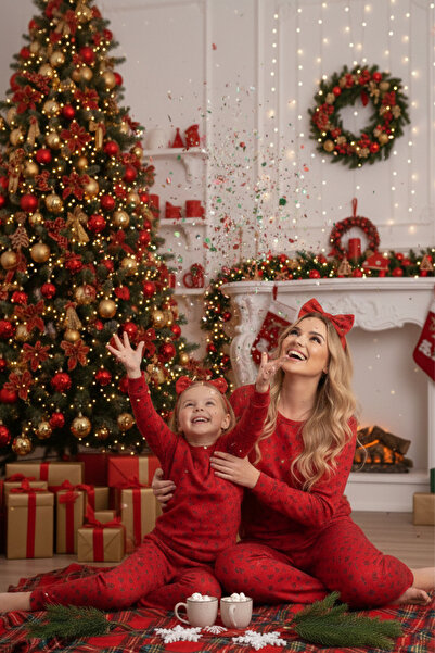 ELİTOL Σετ Πιτζάμες Χριστουγεννιάτικης Μητέρας και Κόρης Thermal Candy Cane