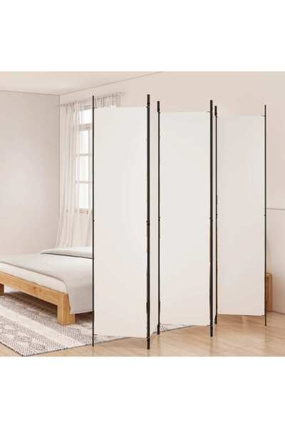 vidaxl فاصل غرفة من 5 ألواح أبيض 250 × 220 سم من القماش