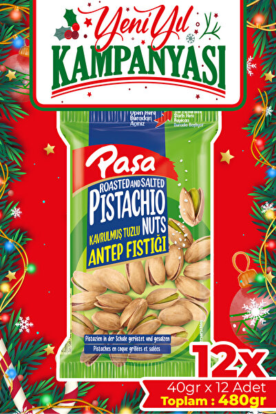 Paşa Kuruyemiş Kavrulmuş Antep Fıstığı 40 gr X 12 Adet (480 GR)