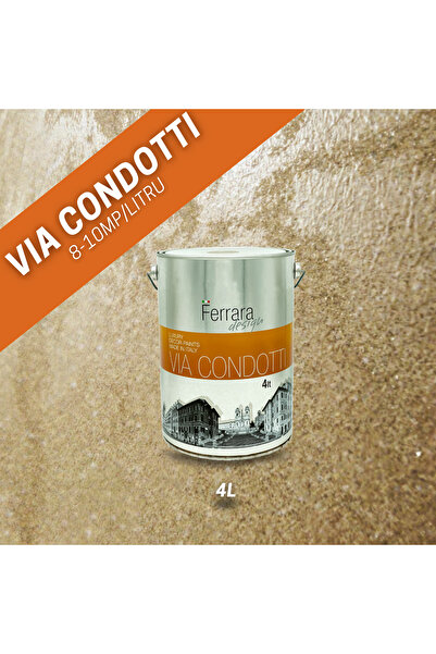 Ferrara Design Vopsea decorativa ViaCondotti, Ferrara Design, culoare aurie, 4 L