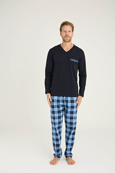 KLY 100% Cotton New Season Men's Luxury Design V-Neck Pajama Set