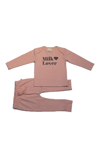 Milk & Muffin Holiday Outfit Powder Pink Organic Baby Top and Bottom Set