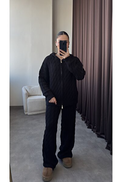 YOUR NAME Set de tricotaje pentru împletitură de păr cu glugă cu fermoar dublu