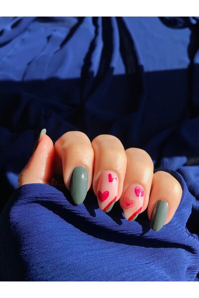 Artikel Renkli Kalpler Tırnak Dövmesi, Tırnak Tattoo, Nail Art, Tırnak Sticker