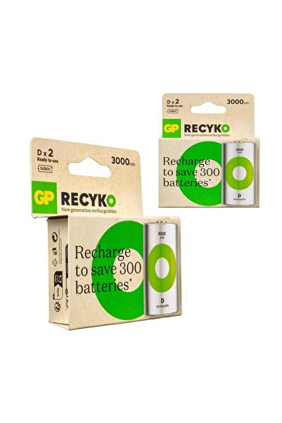 Genel Markalar 1.2 Volt - 3000 mAh Ni-MH Büyük D Boy Şarjlı Pil (2'li Paket)