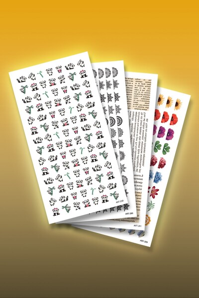 Artikel 4'lü Tırnak Dövmesi Seti, Tırnak Sticker Seti, Nail Art, Tattoo