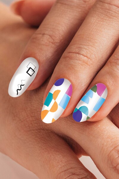 Artikel Geometrik Desenler Tırnak Dövmesi, Tırnak Tattoo, Nail Art, Tırnak St...