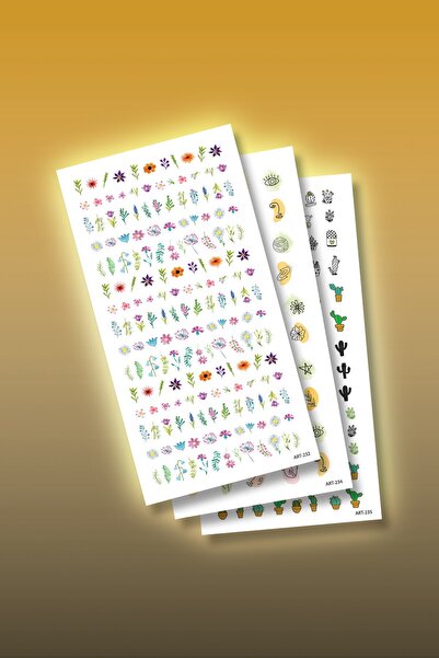Artikel 3'lü Tırnak Dövmesi Seti, Tırnak Sticker Seti, Nail Art, Tattoo
