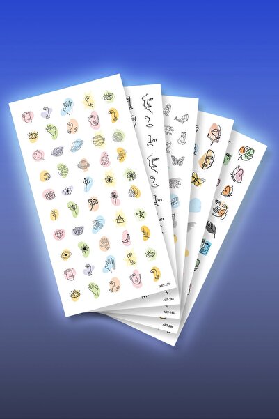 Artikel 5'li Tırnak Dövmesi Seti, Tırnak Sticker Seti, Nail Art, Tattoo