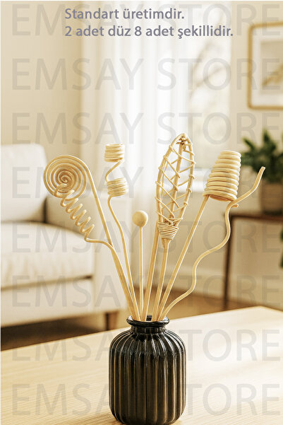 Emsay Store 10 Adet Bohem Rattan Original Bambu Dekoratif Şık Koku Çubuğu Dif...
