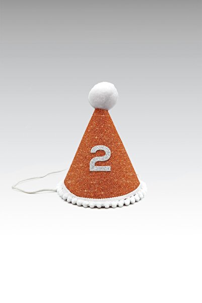 Artikel Turuncu Mini Simli Ponpon Şapka 2 Yaş