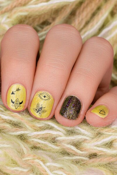 Artikel Sarı Minimal Tırnak Dövmesi Trnak Tattoo Nail Art Tırnak Sticker
