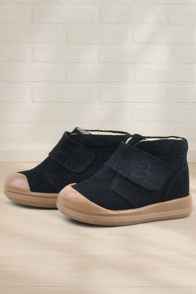 Rakerplus Yoohoo Hakiki Deri Siyah Cırtlı Unisex Bebek Bot