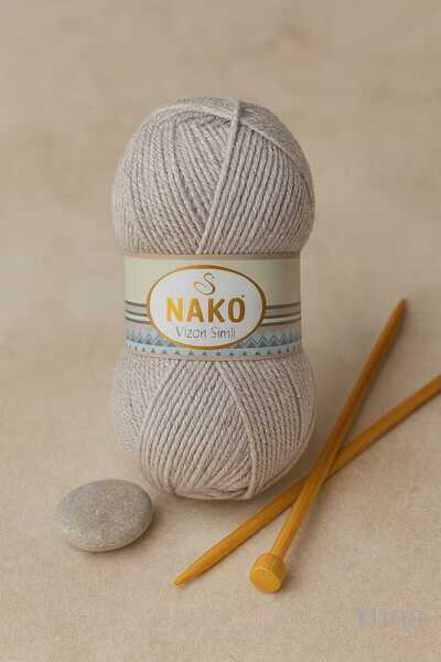 NAKO Mink Glitter Winter Sweater Scarf Beanie Medium Thickness Knitting Yarn ...