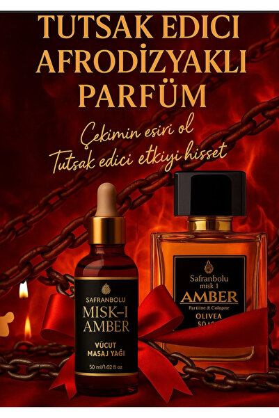 safranbolu miski amber 50 ml TUTSAK Edici Kadın Parfümü ,afrodızyaklı Masaj Yağı Hediyeli
