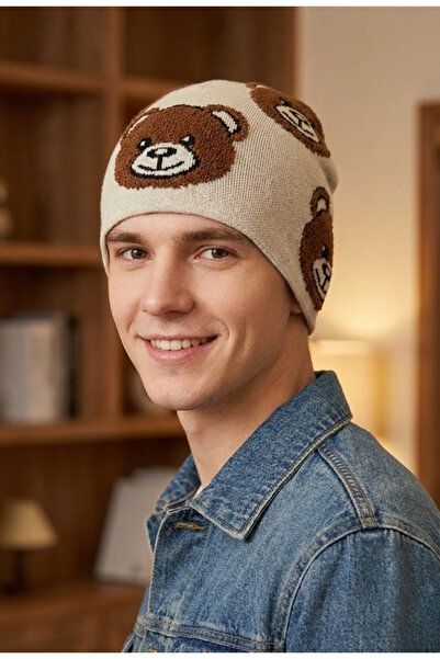 OnMyHead Bear Patterned Long Beanie
