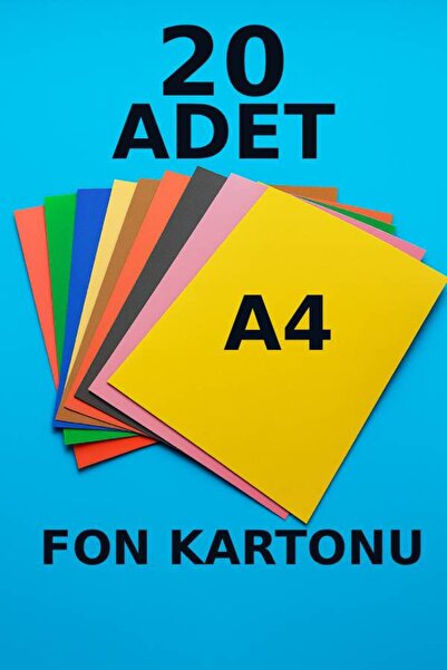 nistabolje 20 Adet A4 Renkli Fon Kartonu 23 X 34 cm 10 Farklı Renk Aktivite Kartonu