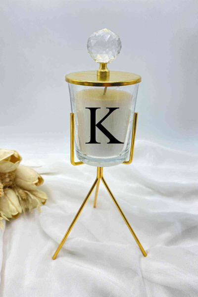 RetroLazer Lüks K Harfli Mumluk Gerçek Mum