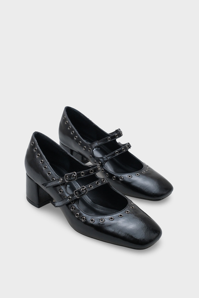 Capone Outfitters Sharona Mid Heel Strappy Studded Mary Jane Women's Shoes