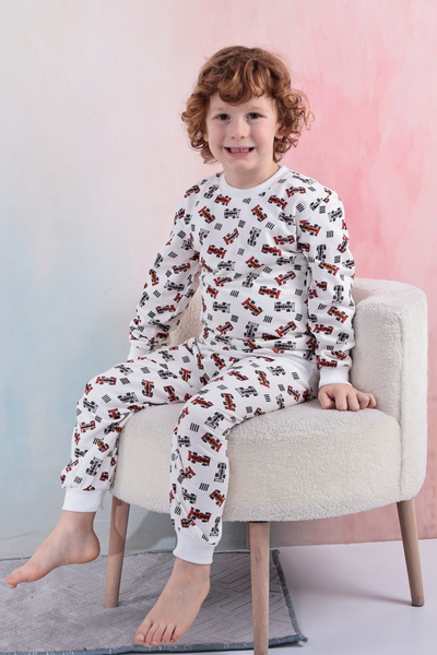 TUGSE Παιδικό σετ πιτζάμες με σχέδιο αγωνιστικών αυτοκινήτων, 100% βαμβάκι