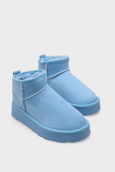 Capone Outfitters Cizme scurte pentru femei Raina, cu talpă groasă, cu vârf rotund, din shearling