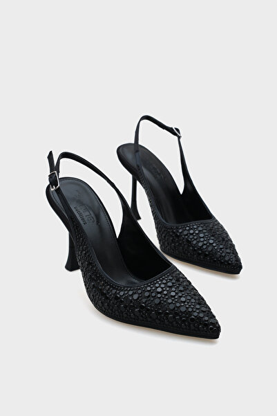 Capone Outfitters Hope Stone Satin High Heel Stiletto with Back Strap