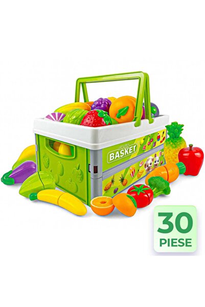 Timebox Set de joacă educativ cu alimente: Fructe/Legume/Carne de tăiat, Sortare prin culori, Montessori, Vârste 2-6 ani