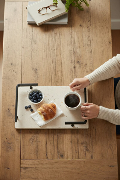 Akayev Travertine Black L Design 30X20 cm Tray