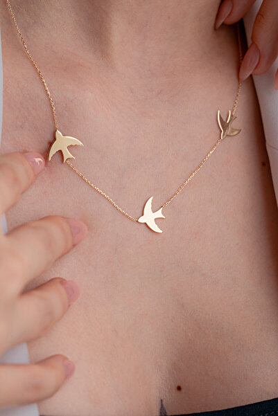 Kolyecik 14 Ayar Altın Kırlangıç Kolye